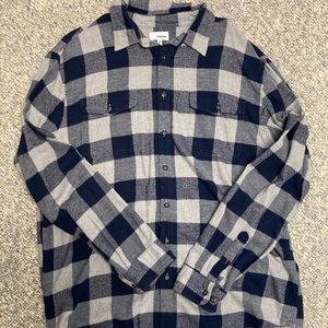 Plaid flannel button down shirt blue/gray size XL